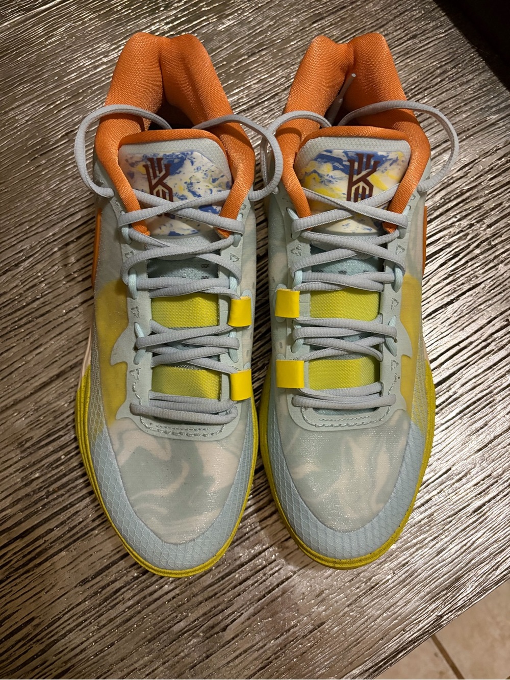 Nike Kyrie Eagle Low Top Basketball Sneaker— Light Blue, Yellow, Orange